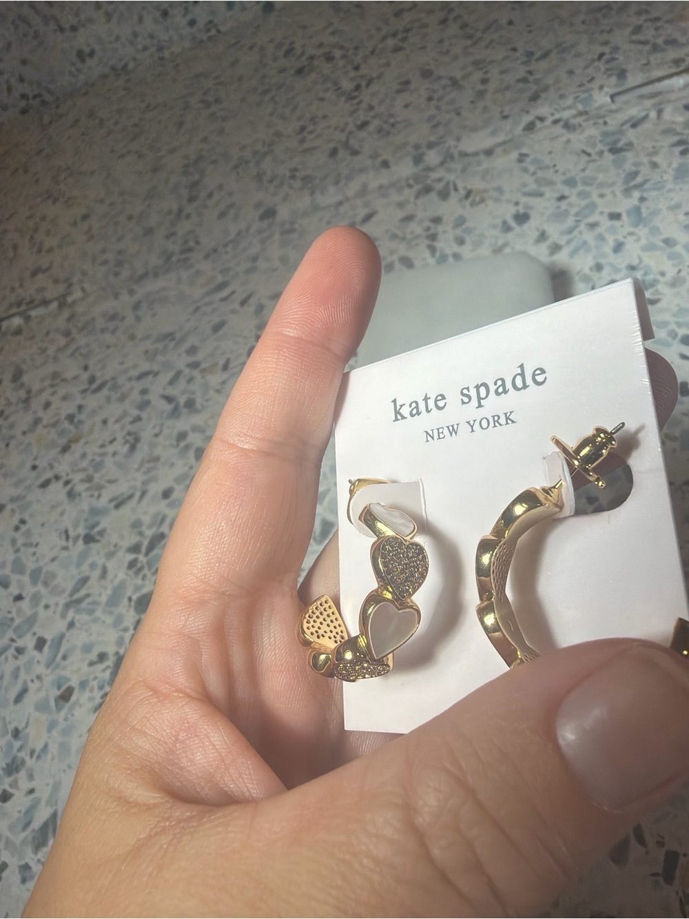 Kate Spade New York Gold Tone Pavé Heart Statement Hoop Earrings - Picture 3 of 5